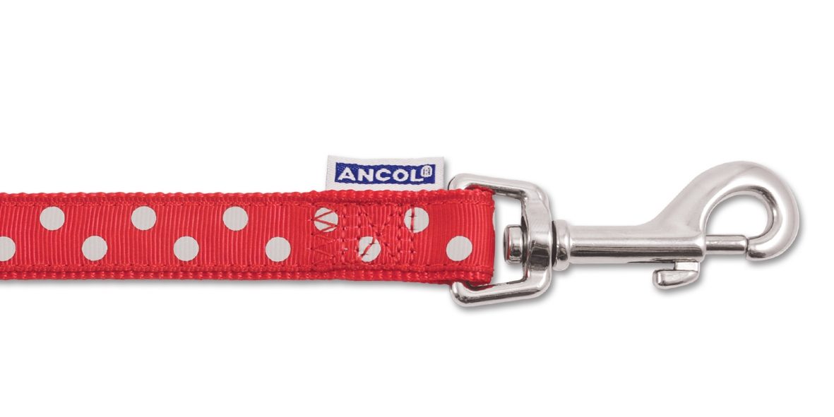 Ancol Fashion Nylon Lead Vintage Polka Red 19mm X1m