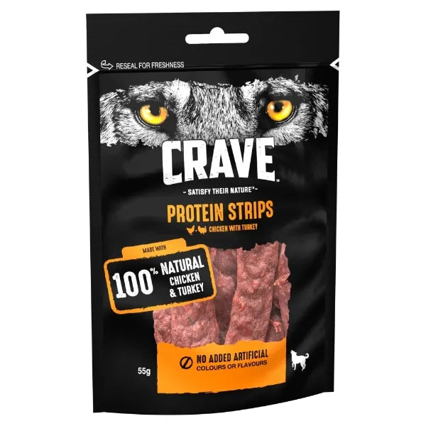 Crave Protein Strips With Turkey & Chicken 55g