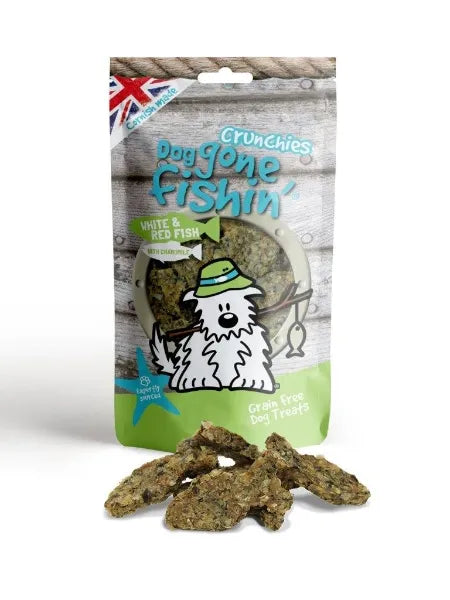 Dog Gone Fishin' Wht&Red Fish With Chamomile Crunchies 75g