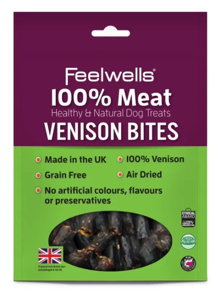 Feelwells 100% Meat Venison Bites Dog Treat 100g