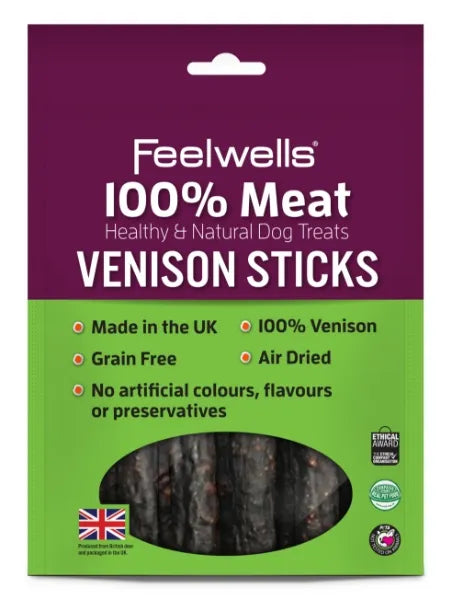 Feelwells 100% Meat Venison Sticks Dog Treat 100g