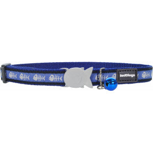 Red Dingo Fishbone Dark Blue Cat Collar