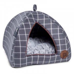 Grey Window Pane Check Cat Igloo