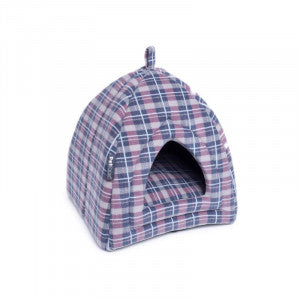 Dove Grey Check Pet Igloo