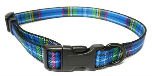 Fashion Nylon Adjustable Collar Tartan Blue