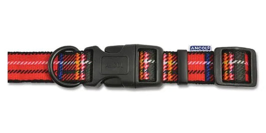 Fashion Nylon Adjustable Collar Tartan Red