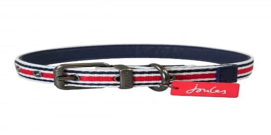 Joules Dapper Dogs Striped Nylon & Leather Collar