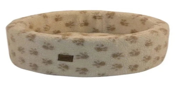 Paw Print Cream Cat Cosy Bed Med 50cm