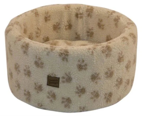 Paw Print Cream Cat Cosy Bed Sml 42cm