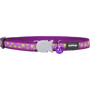 Red Dingo Green Spots on Purple Cat Collar