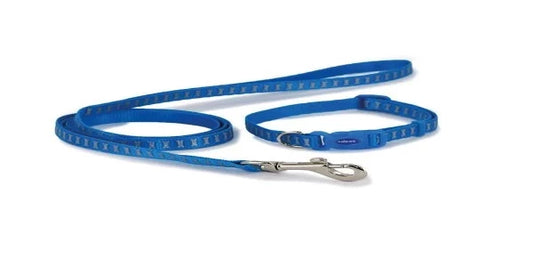 Small Bite Collar & Lead Set Reflective Bone Blue